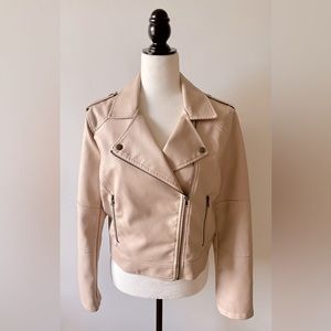 NWT Cupcakes and Cashmere Blush Pink Vegan Leather Moto Jacket